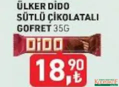 ÜLKER DİDO SÜTLÜ ÇİKOLATALI GOFRET 35 G fiyat ve kampanya bilgisi